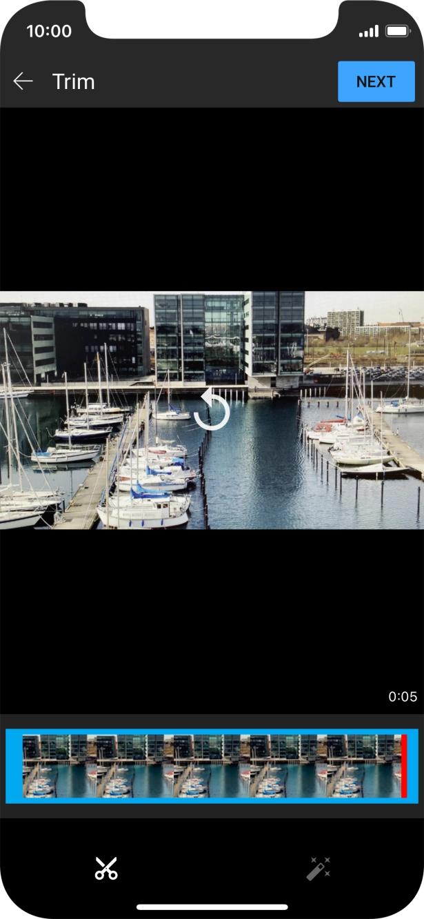 Follow the instructions on the screen to edit the video clip and press NEXT.