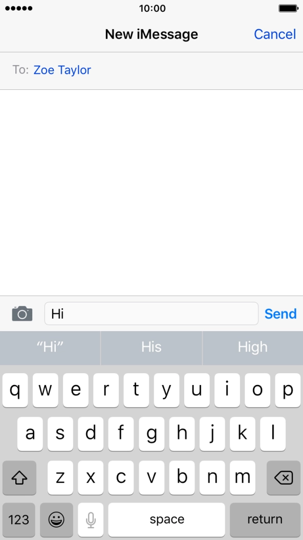 Press Send when you've written your iMessage.