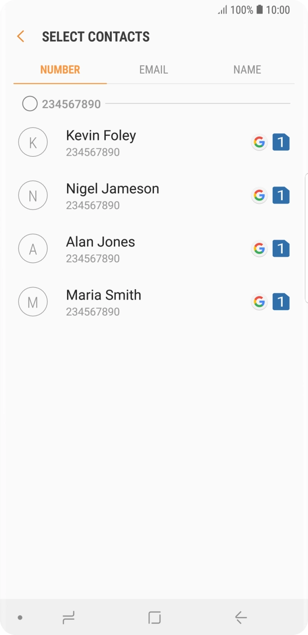 Press the field next to the required number.