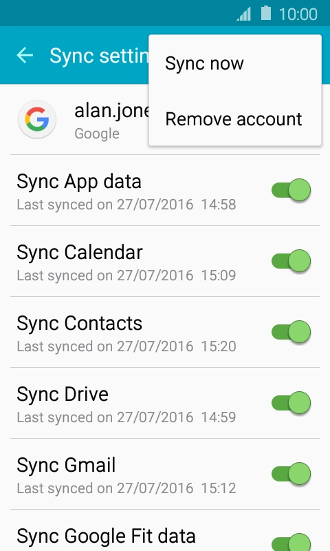 Press Remove account.