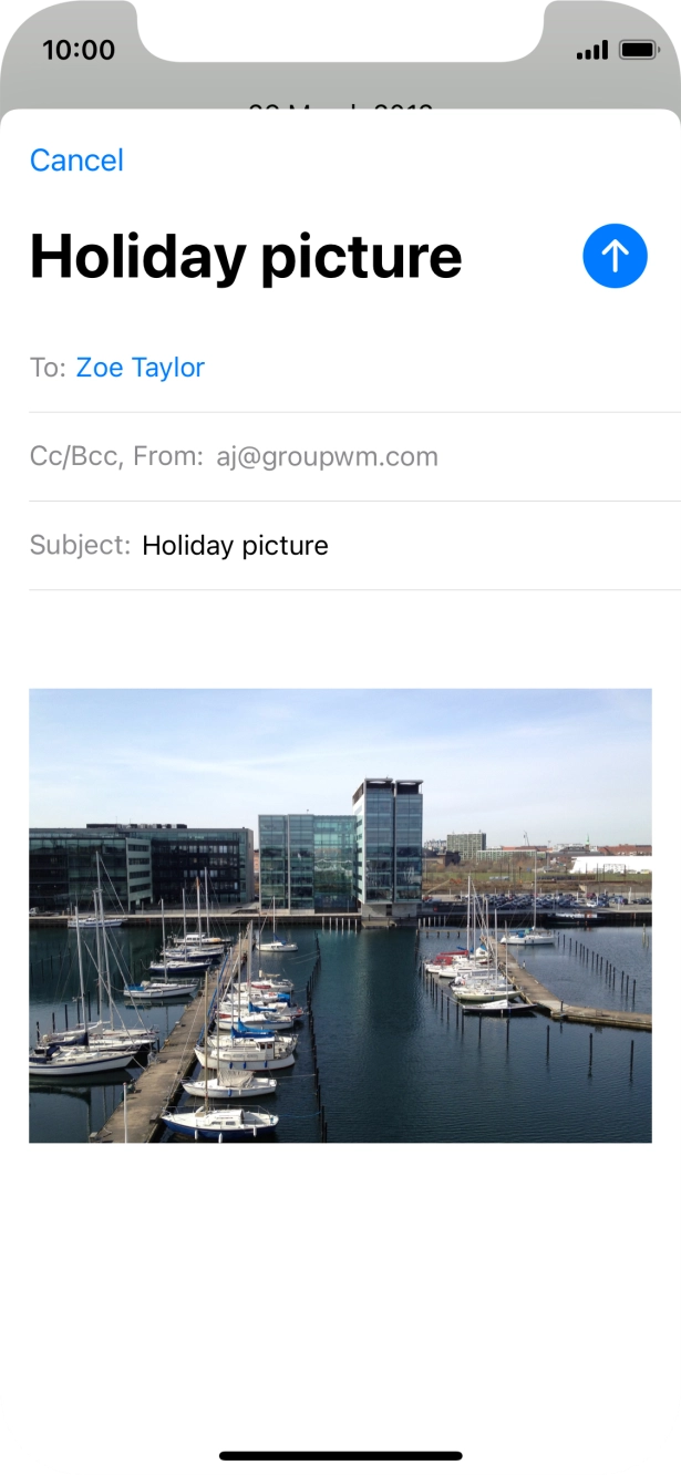 Press the text input field and write the text for your email.