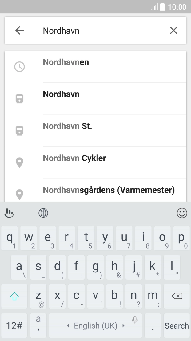 Press the required destination.