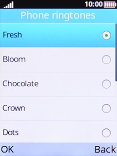 Highlight the required ring tones to hear them.