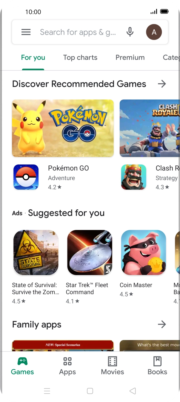 Press the search field.