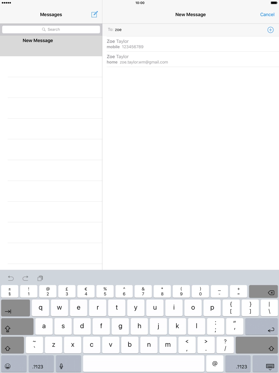 Press the required contact.
