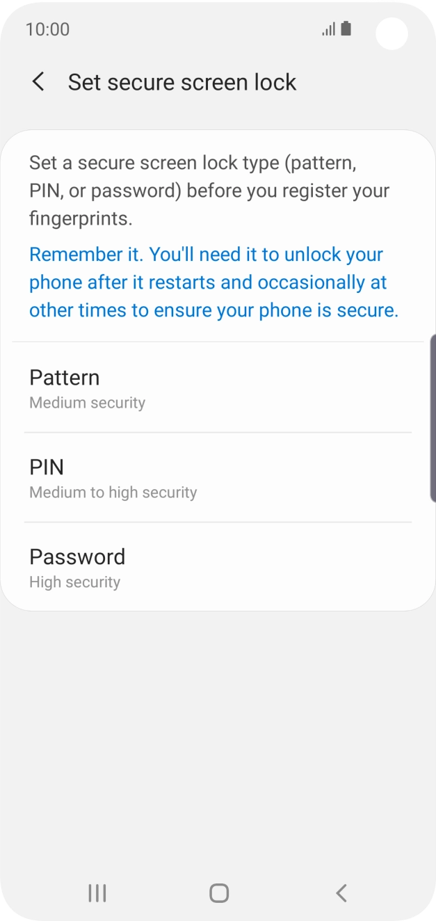 Press the required phone lock code and follow the instructions on the screen to create an additional phone lock code.