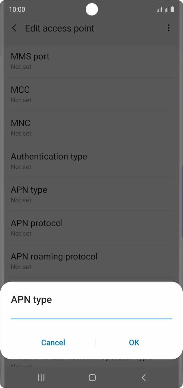 Key in default and press OK.