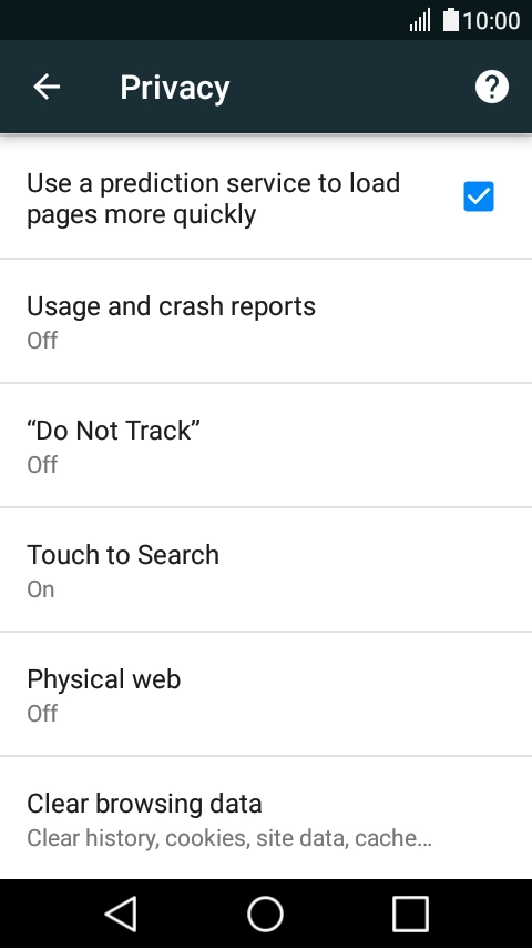 Press Clear browsing data. Press Clear browsing data.