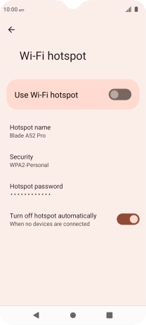 Press Hotspot name and key in the required name for the Wi-Fi hotspot. Press Hotspot name and key in the required name for the Wi-Fi hotspot.