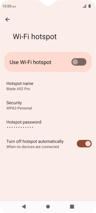 Press Hotspot name and key in the required name for the Wi-Fi hotspot. Press Hotspot name and key in the required name for the Wi-Fi hotspot.
