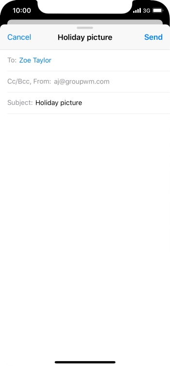 Press the text input field and write the text for your email. Press the text input field and write the text for your email.