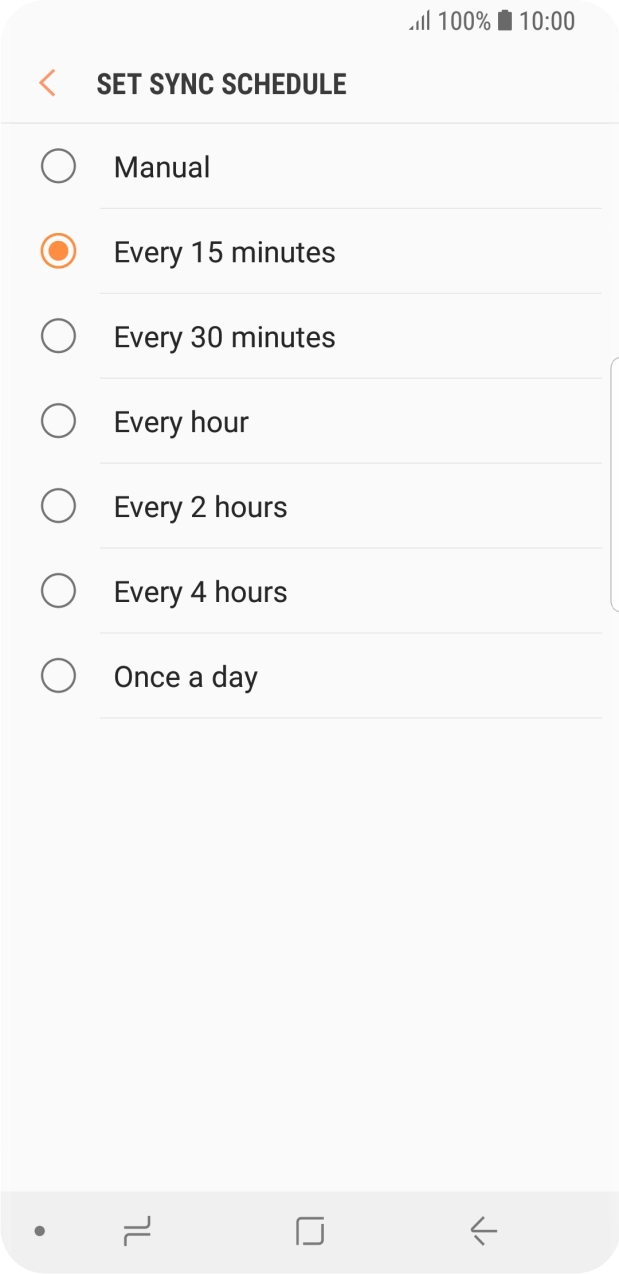 Press the required setting.