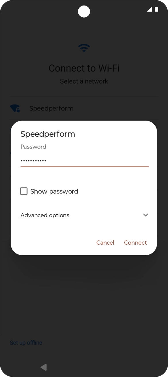 Key in the password for the Wi-Fi network and press Connect.