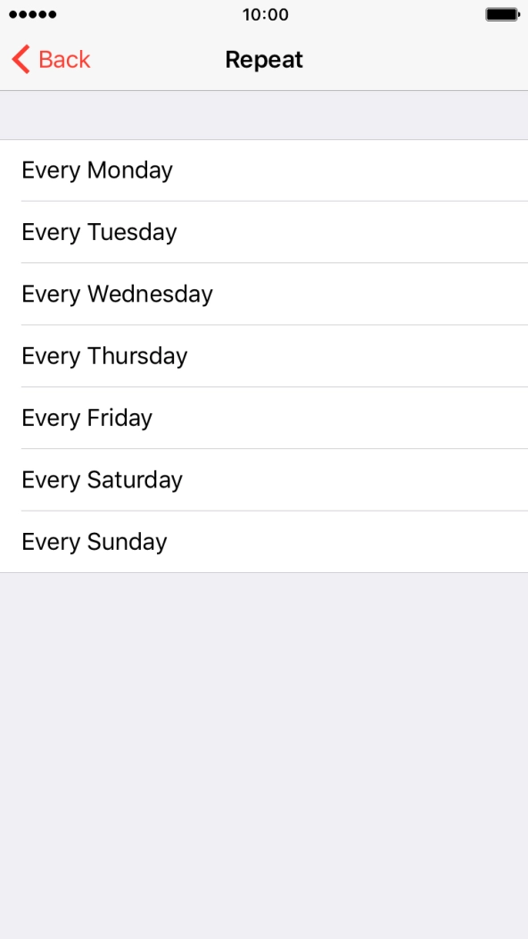 Press the required days.