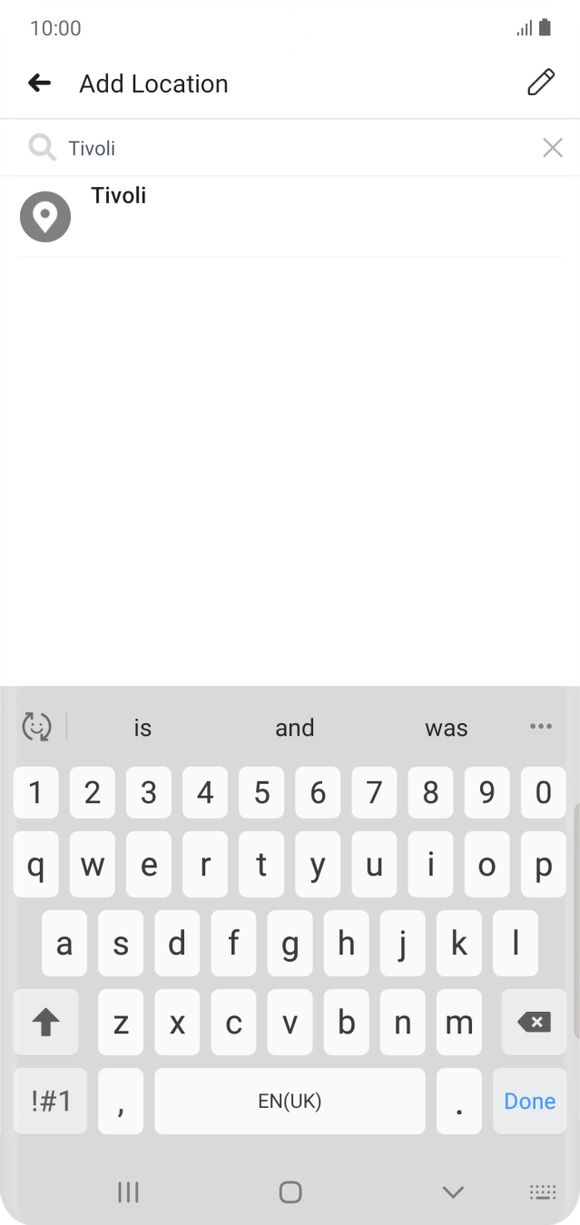 Press the required location.