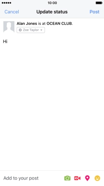Write the required text and press Post.