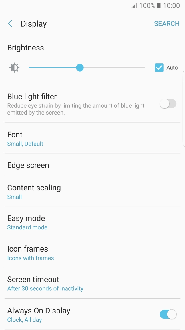 Press Screen timeout.