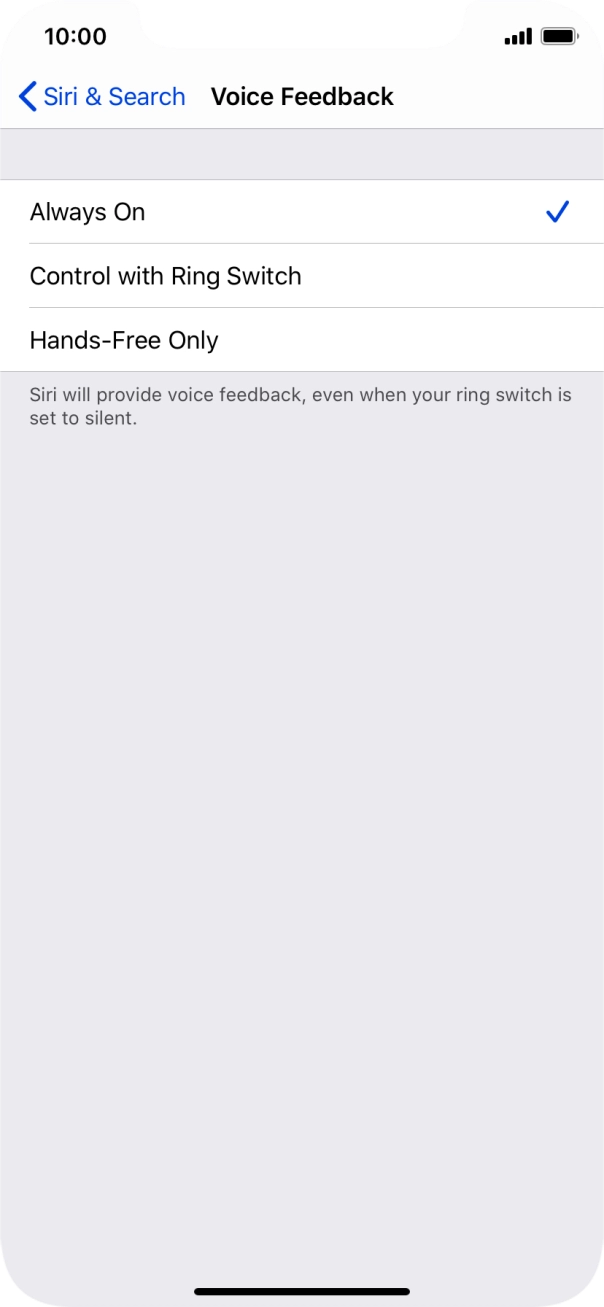 Press the required setting.
