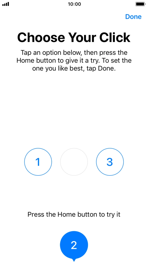 Press the required setting.