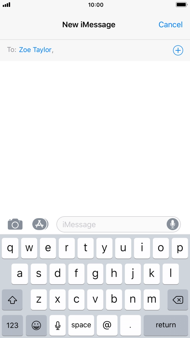 If the recipient can receive iMessages, iMessage is displayed in the text input field.
