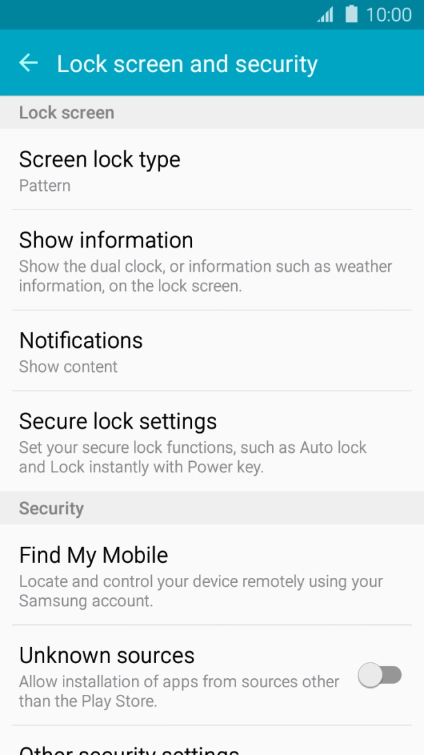 Press Screen lock type and key in the current phone lock code.