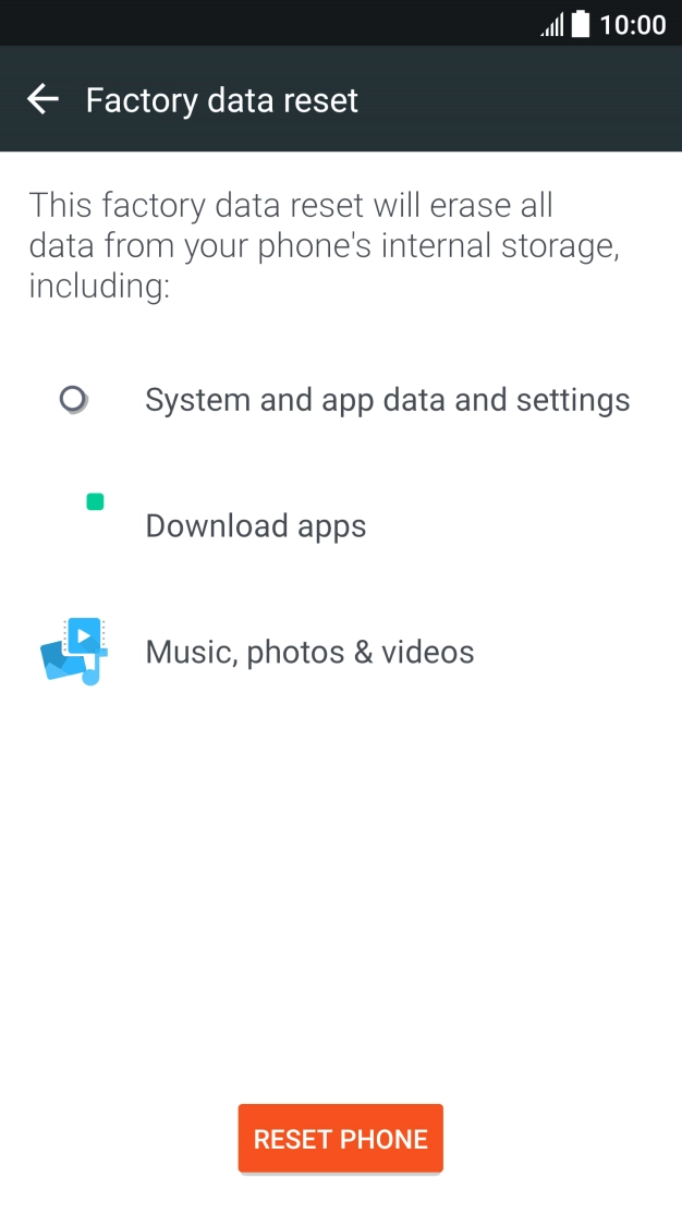 Press RESET PHONE. Press RESET PHONE.