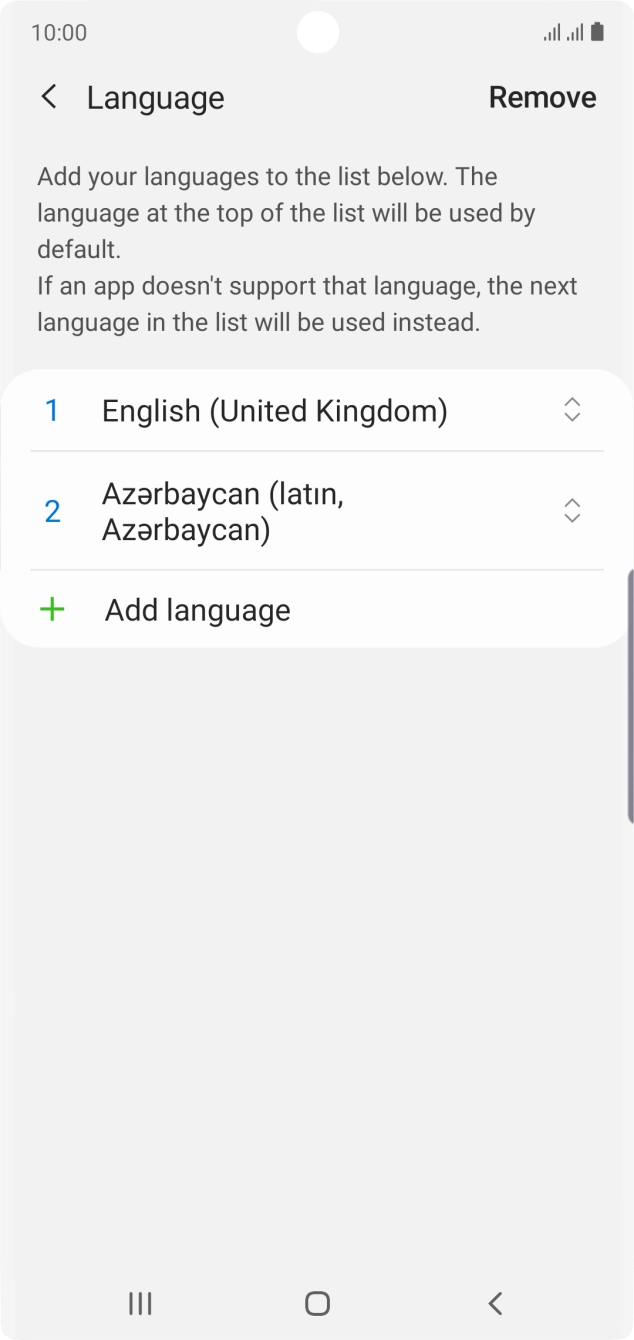To subsequently select another language as the default language, press the move icon next to the required language and drag it to the top of the list.