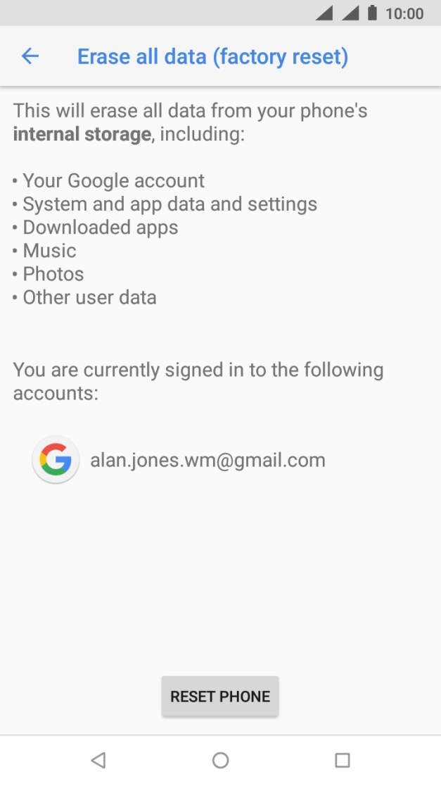 Press RESET PHONE. Press RESET PHONE.