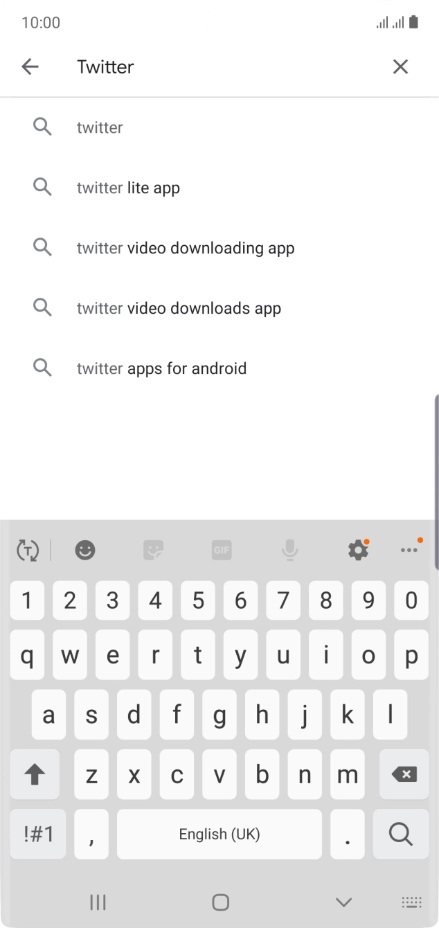 Key in Twitter and press the search icon.