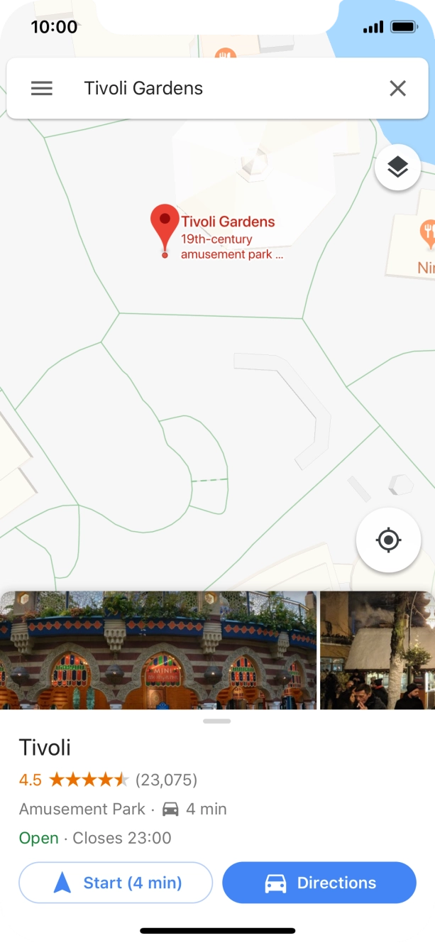 Press the destination at the bottom of the screen.