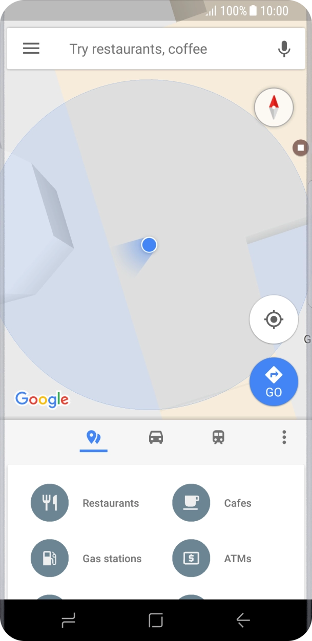 Press the search field and key in the required destination.