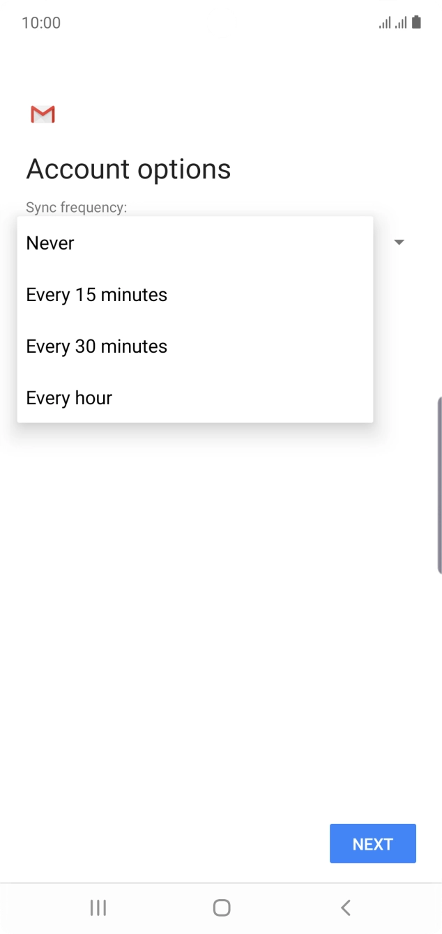 Press the required setting.