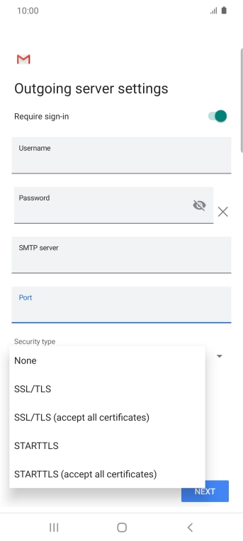 Press SSL/TLS. Press SSL/TLS.