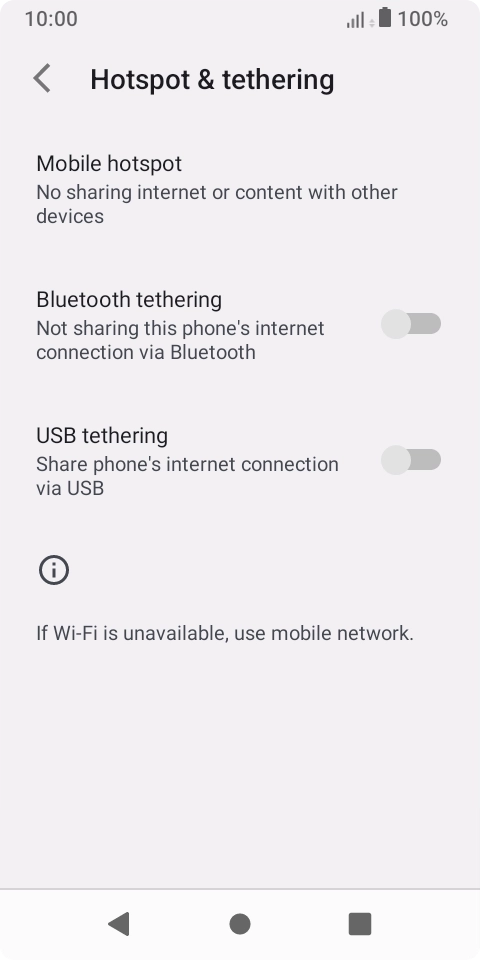 Press Mobile hotspot.