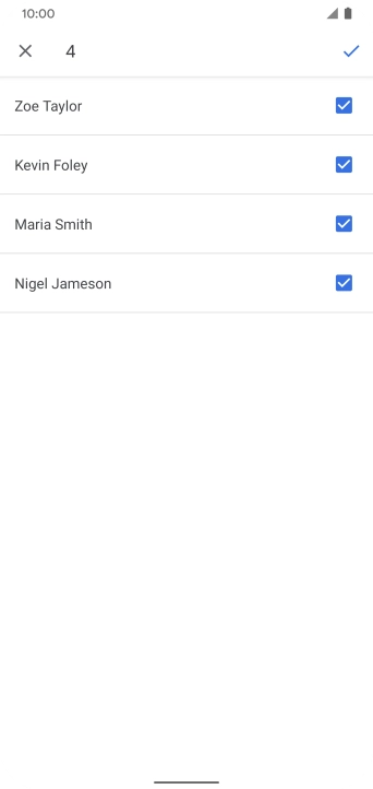 Press the fields next to the required contacts. Press the fields next to the required contacts.