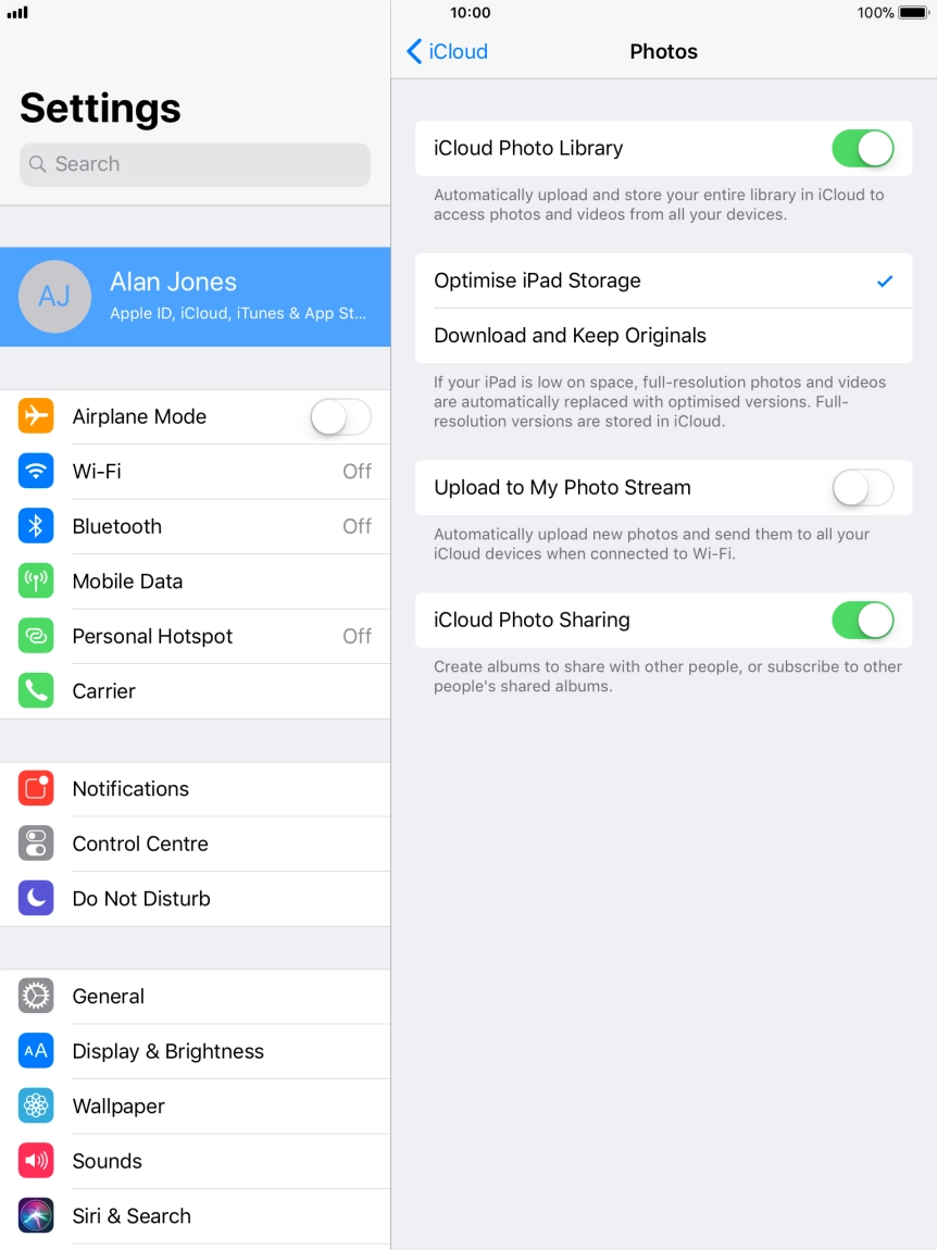 Press the indicator next to 