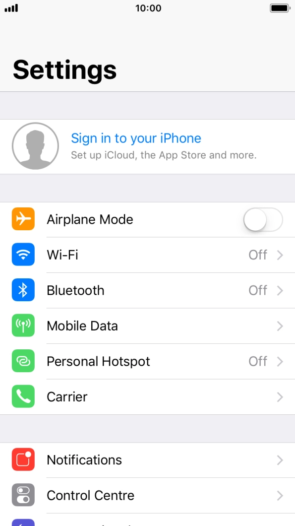 Press Sign in to your iPhone.