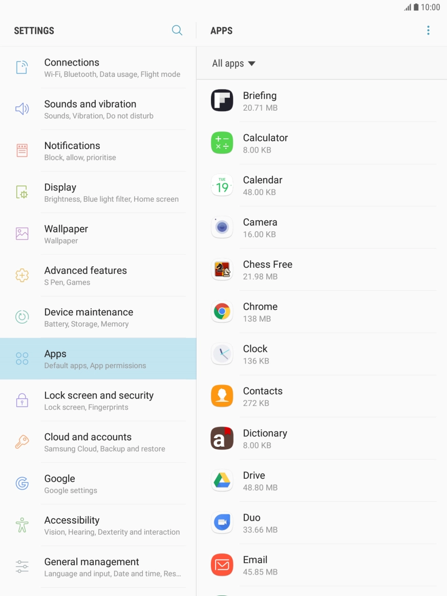 Press the required app. Press the required app.