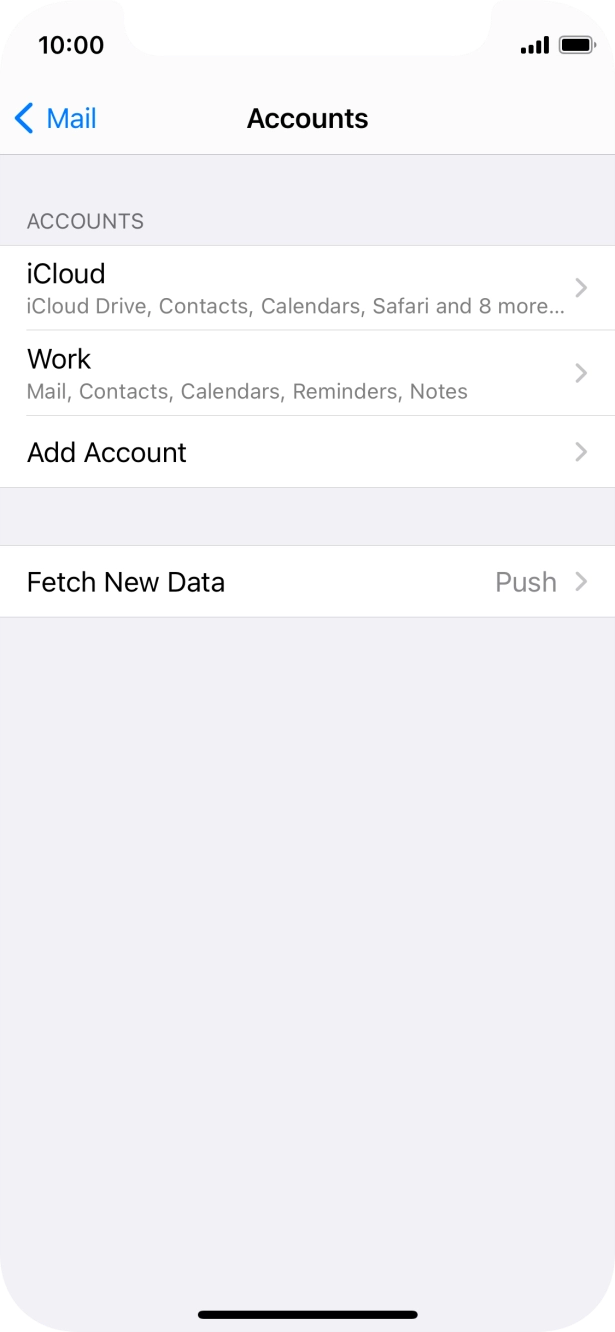 Press the name of the Exchange email account you've just set up.