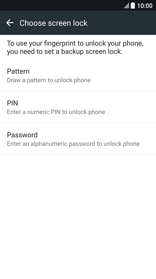 Press the required setting and follow the instructions on the screen to create an additional phone lock code.