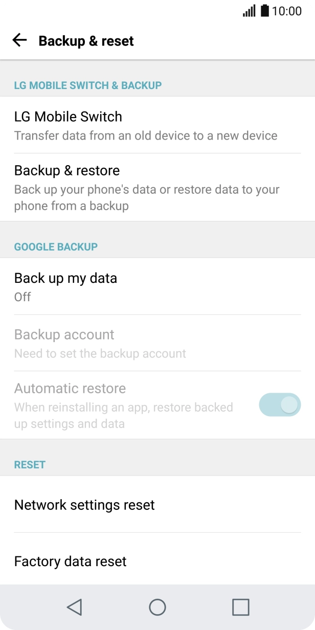 Press Factory data reset.