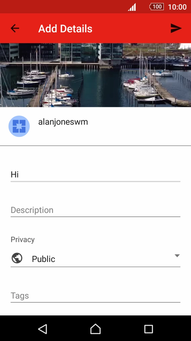 Key in the required text and press the upload icon.