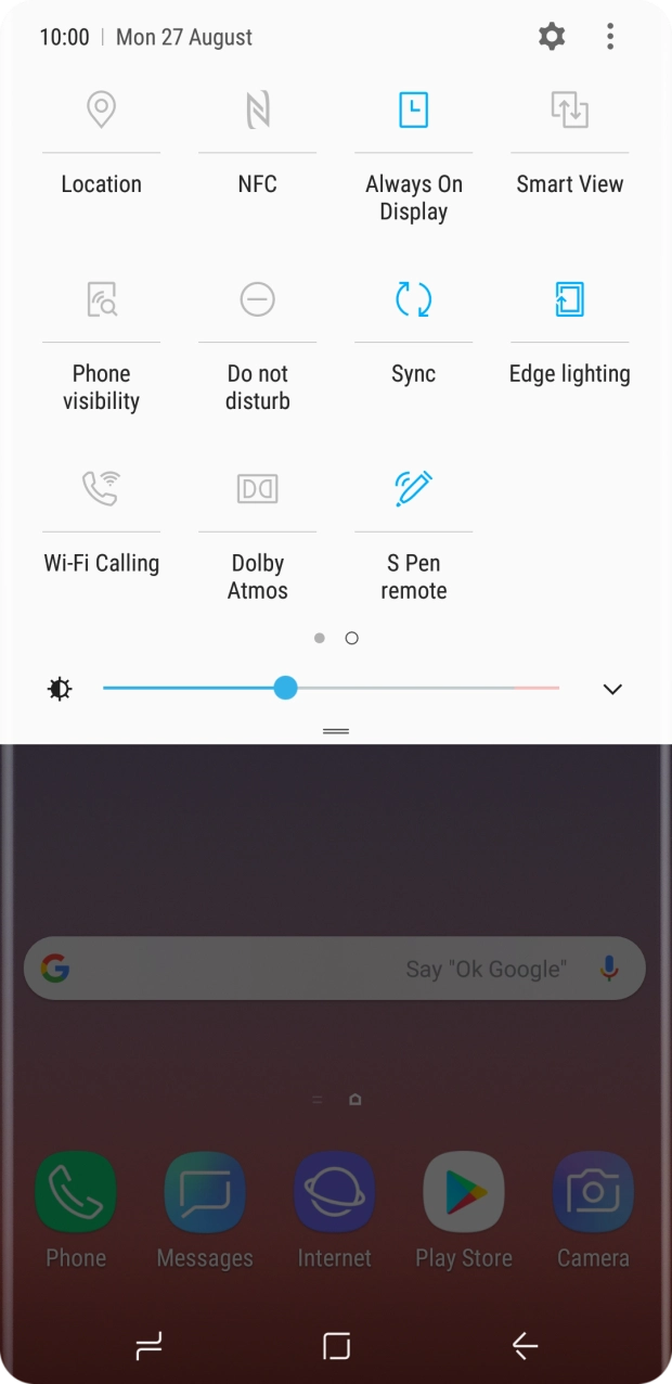 Press the NFC icon to turn the function on or off.