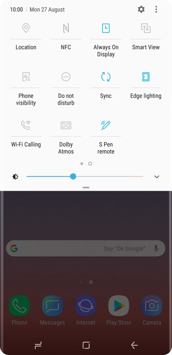 Press the NFC icon to turn the function on or off. Press the NFC icon to turn the function on or off.