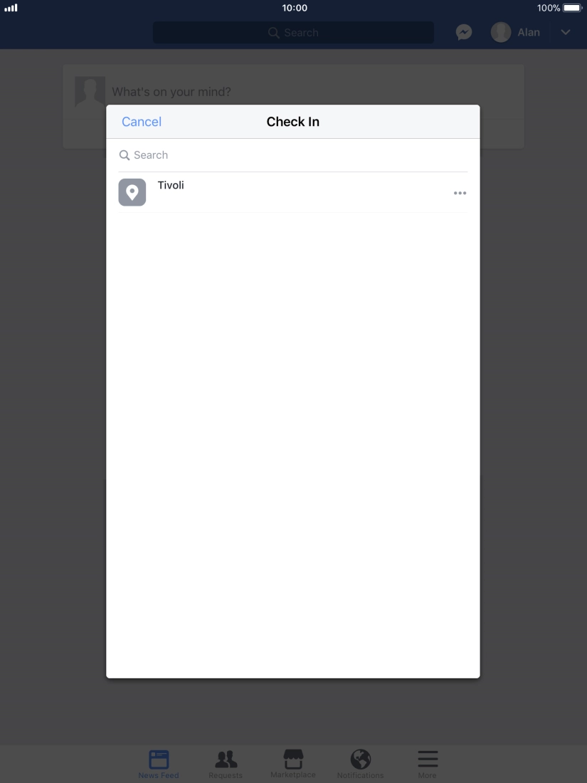 Press the search field. Press the search field.