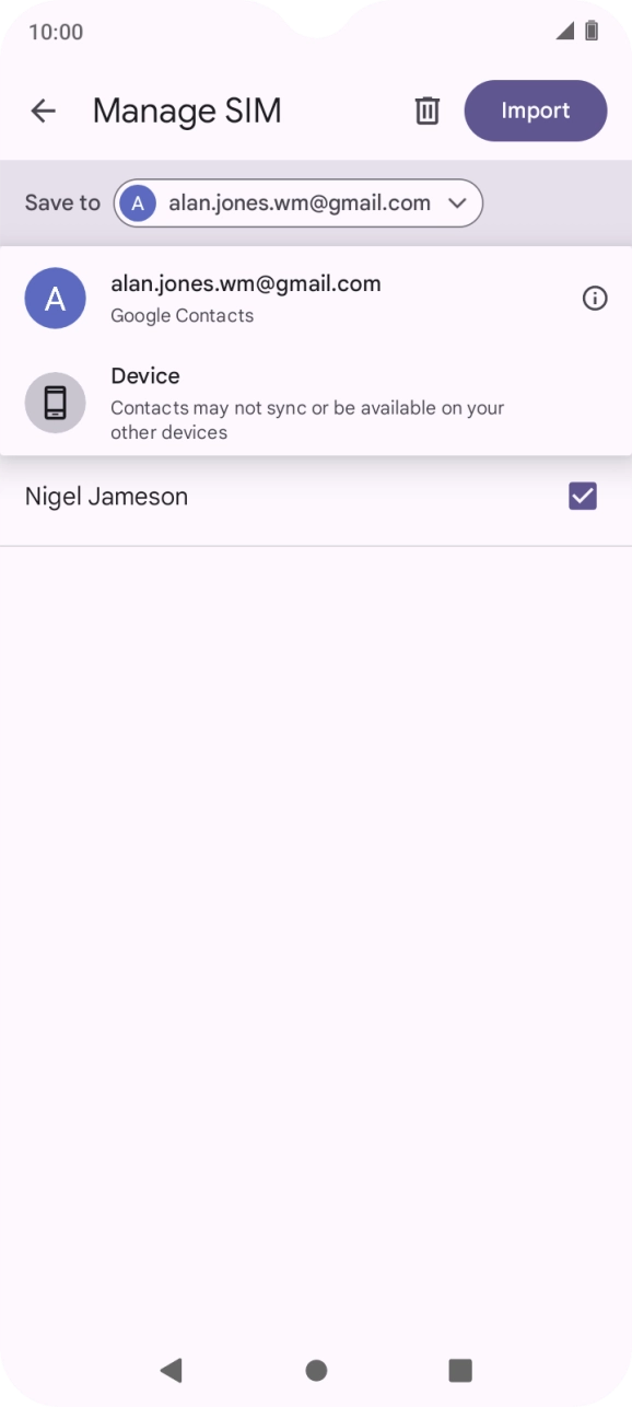 Press the required Google account.