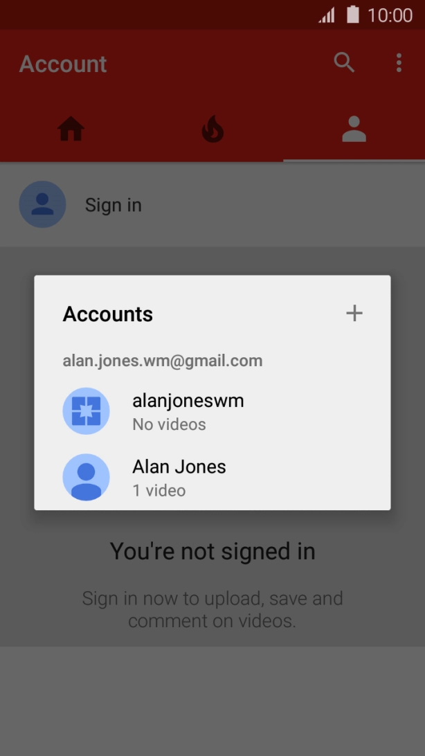 Press the required account.