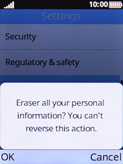 Press the Left selection key to confirm. Wait a moment while the factory default settings are restored. Follow the instructions on the screen to set up your phone and prepare it for use.