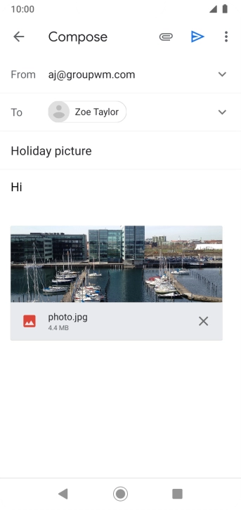 Press the send icon when you've finished your email. Press the send icon when you've finished your email.