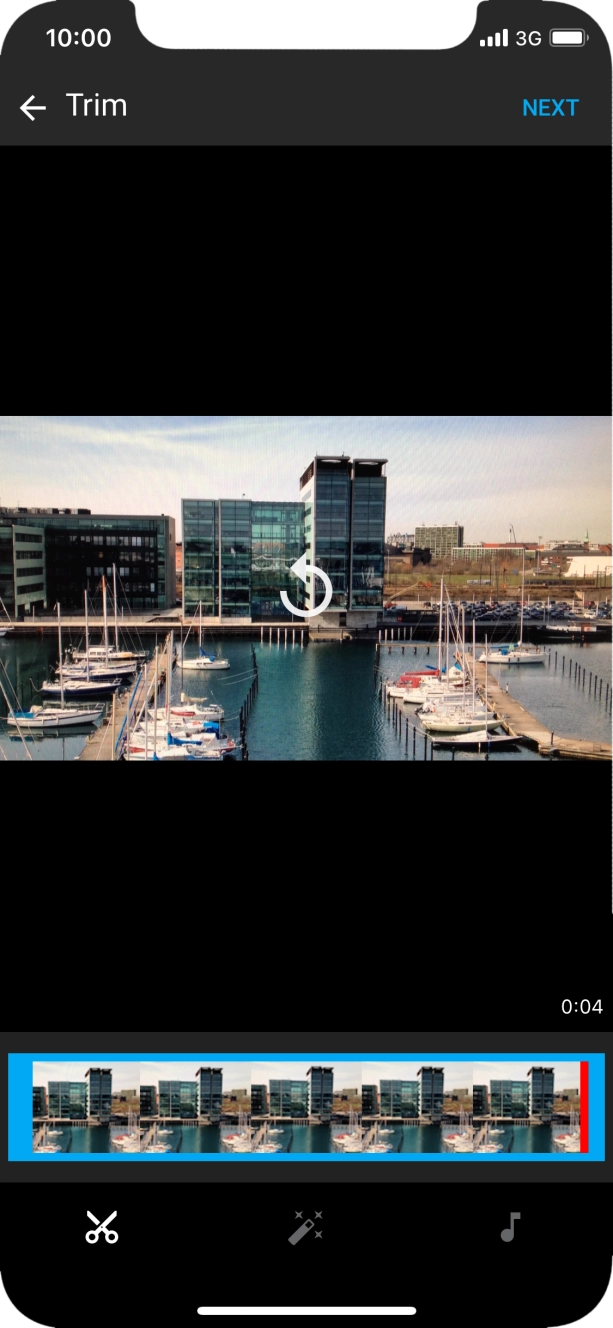 Follow the instructions on the screen to edit the video clip and press NEXT.